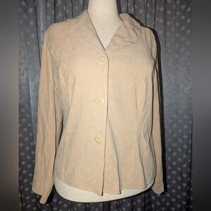 REQUIREMENTS Faux Suede Long Sleeve Collared Button Down Jacket XL